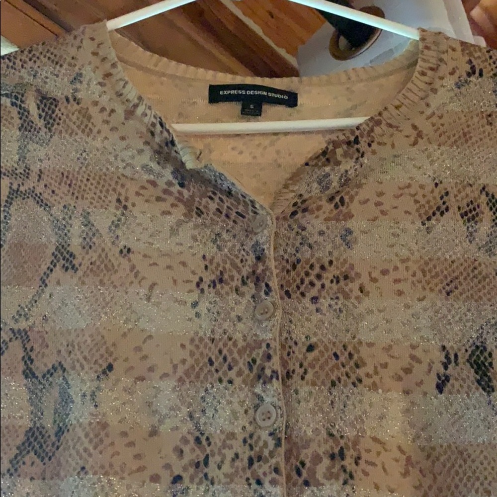 {Express} Gold Animal Print Cardigan ❤️